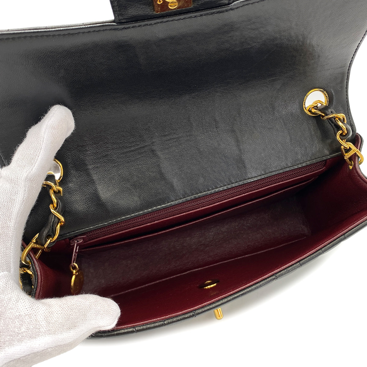 CHANEL VINTAGE MADEMOISELLE CHAIN SHOULDER BAG BLACK LAMB SKIN 90249030