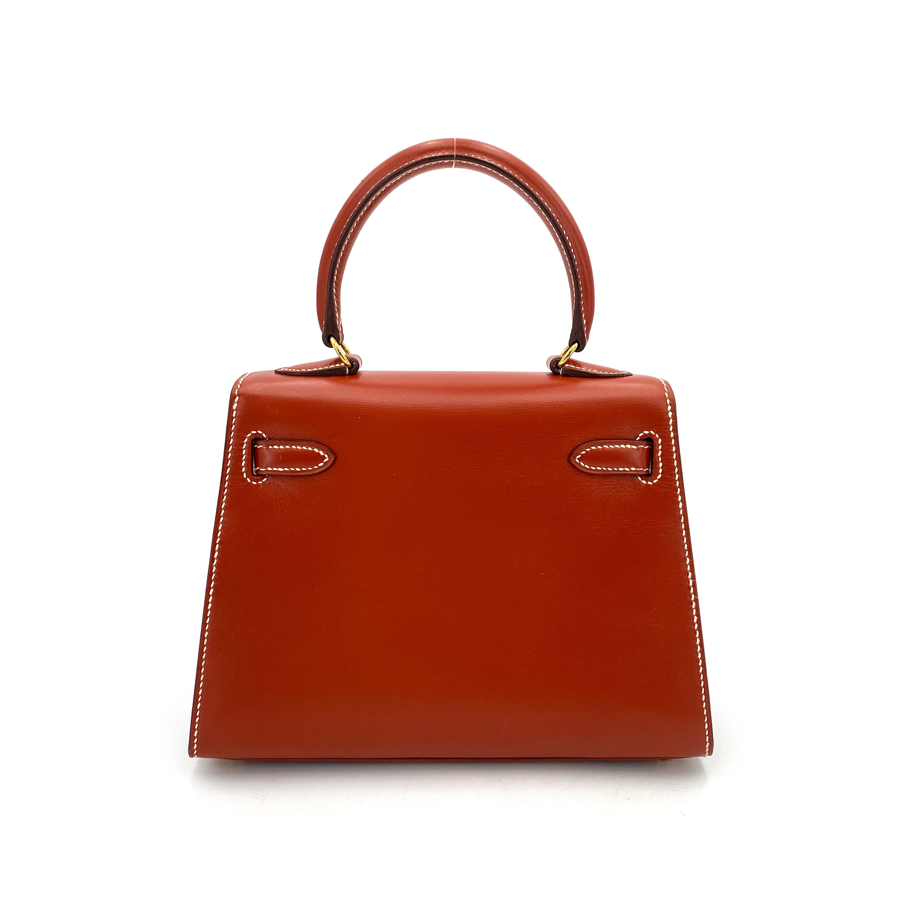 HERMES VINTAGE MINI KELLY 20 BRIQUE BOXCALF GHW #W 90249068