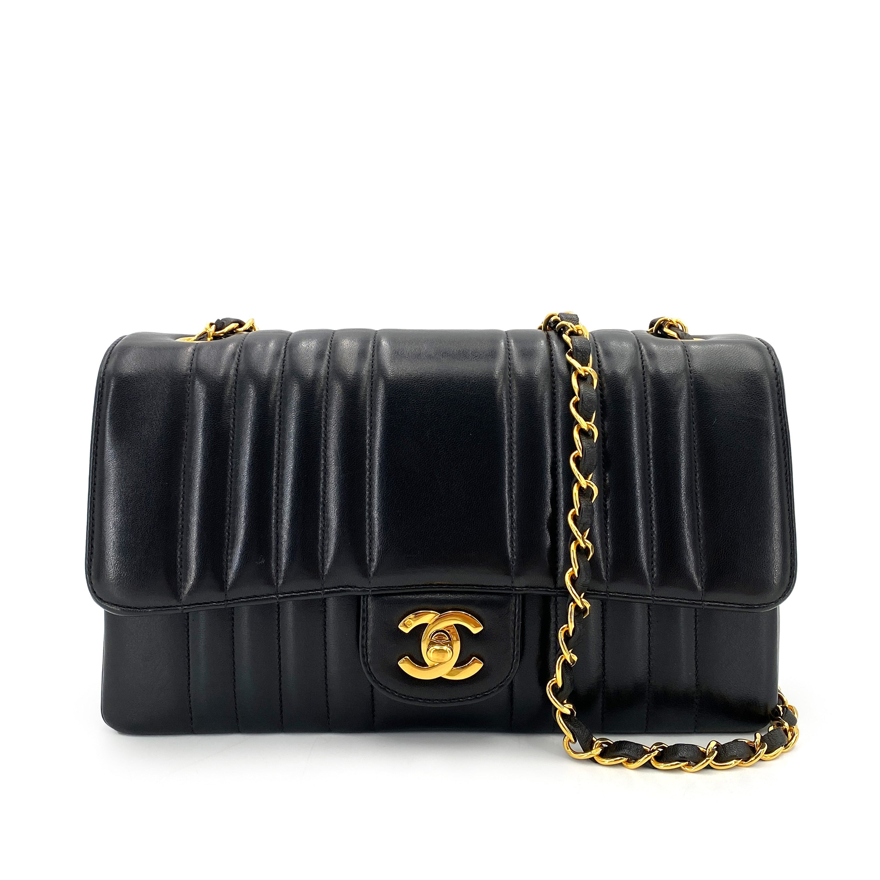 CHANEL VINTAGE MADEMOISELLE CHAIN SHOULDER BAG BLACK LAMB SKIN 90249871