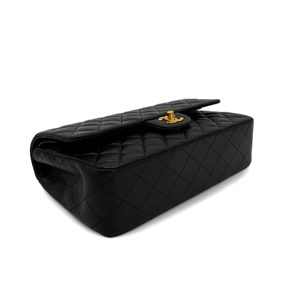 CHANEL VINTAGE CLASSIC FLAP MEDIUM CHAIN SHOULDER BAG BLACK LAMB SKIN 90250297