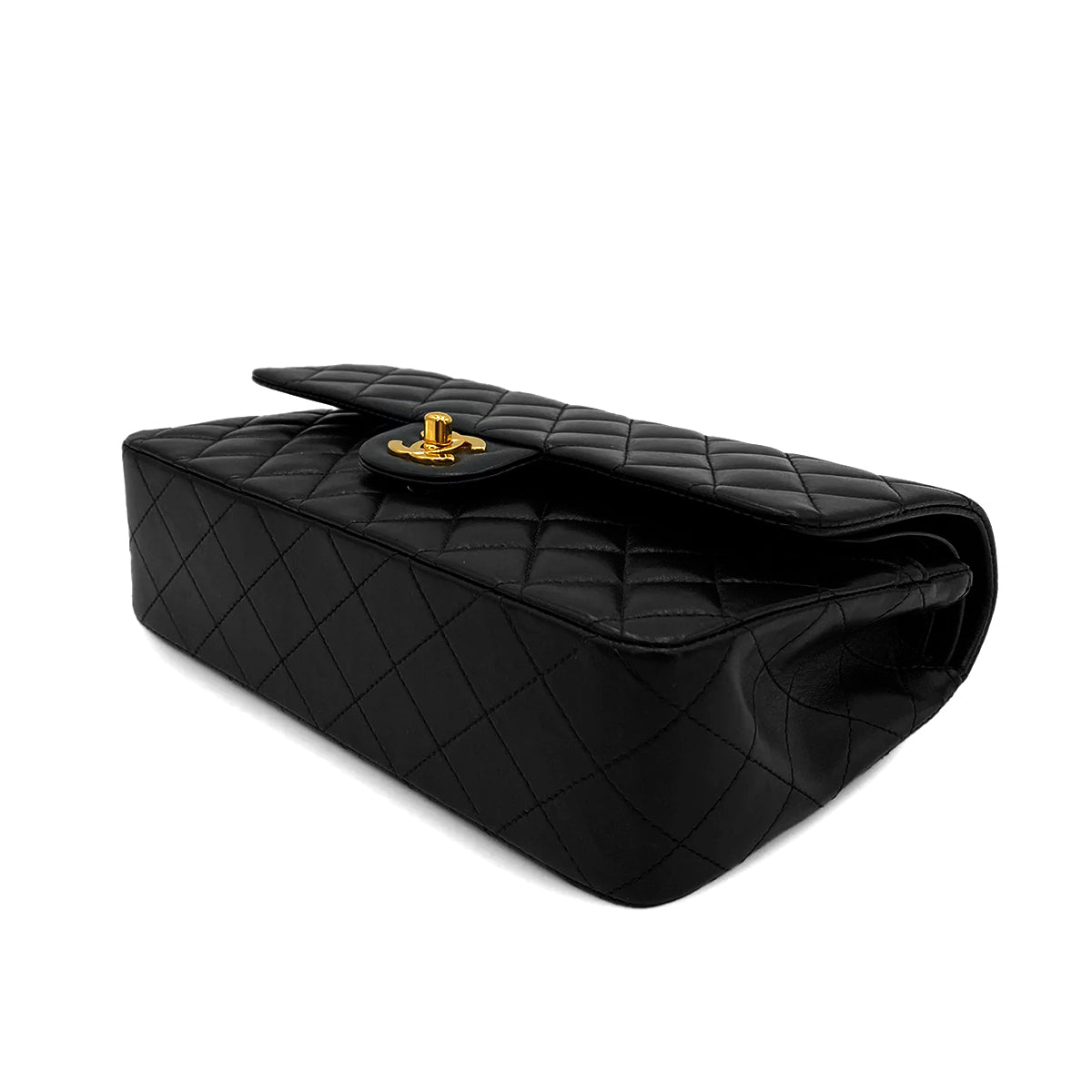 CHANEL VINTAGE CLASSIC FLAP MEDIUM CHAIN SHOULDER BAG BLACK LAMB SKIN 90250297