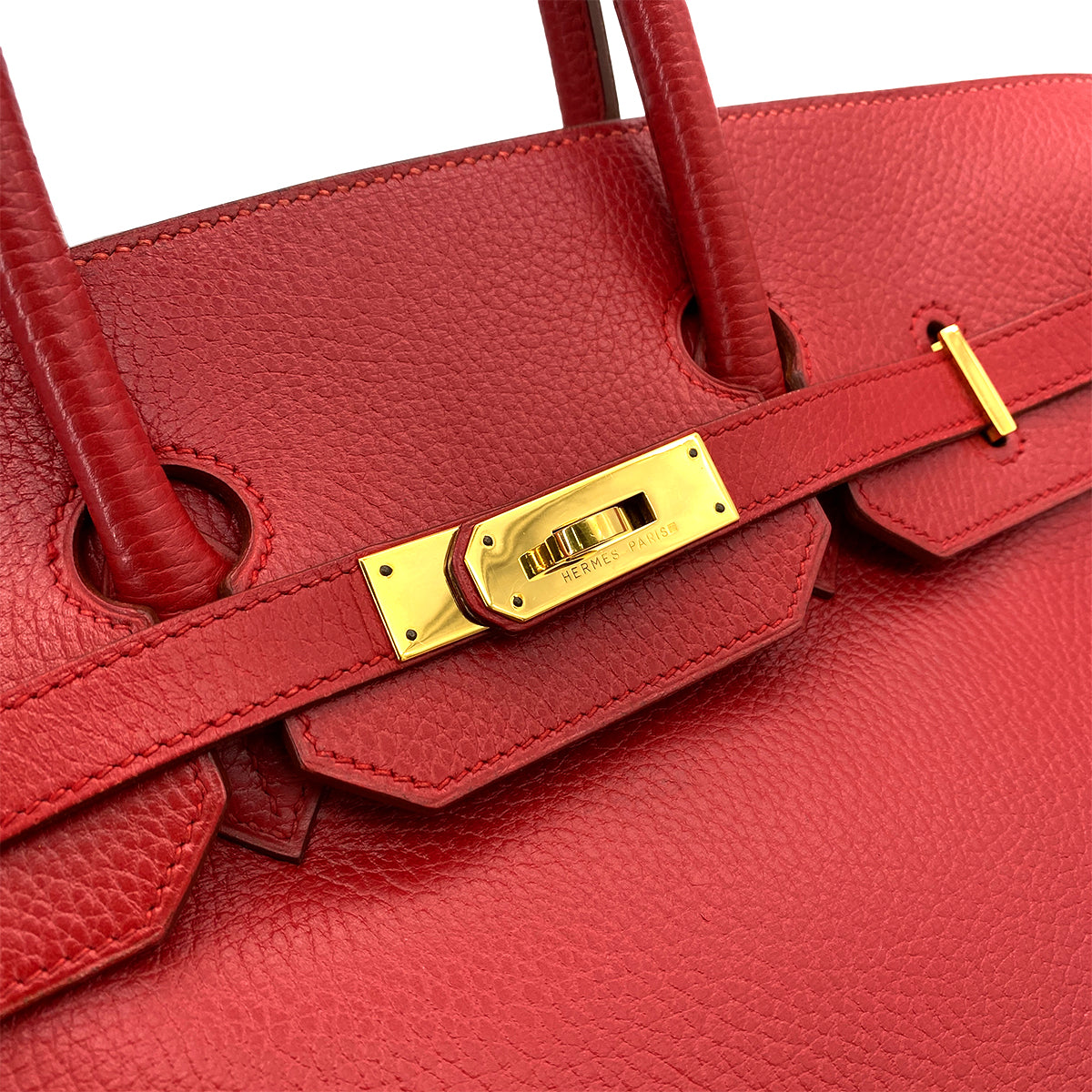 HERMES VINTAGE BIRKIN 35 ROUGE VIF ARDENNES GHW #X 90251080