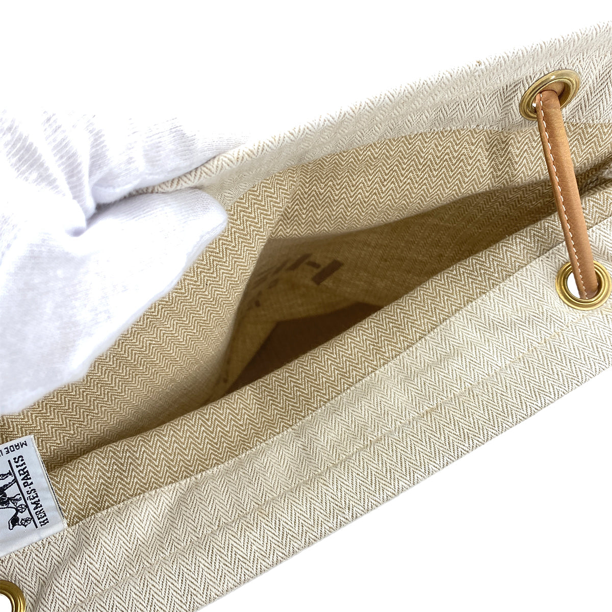 HERMES SAC ALINE GM NATUREL TOILE CHEVRON LEATHER SHOULDER BAG 90251099