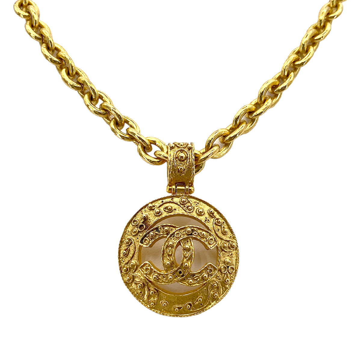 CHANEL VINTAGE NECKLACE COCOMARK ROUND ACCESSORY 94A 90251827