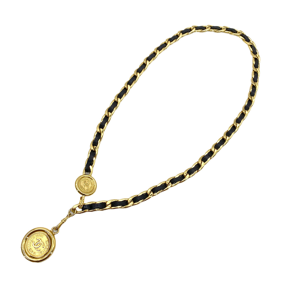 CHANEL VINTAGE CHAIN BELT LEATHER COCOMARK ACCESSORY 90252003