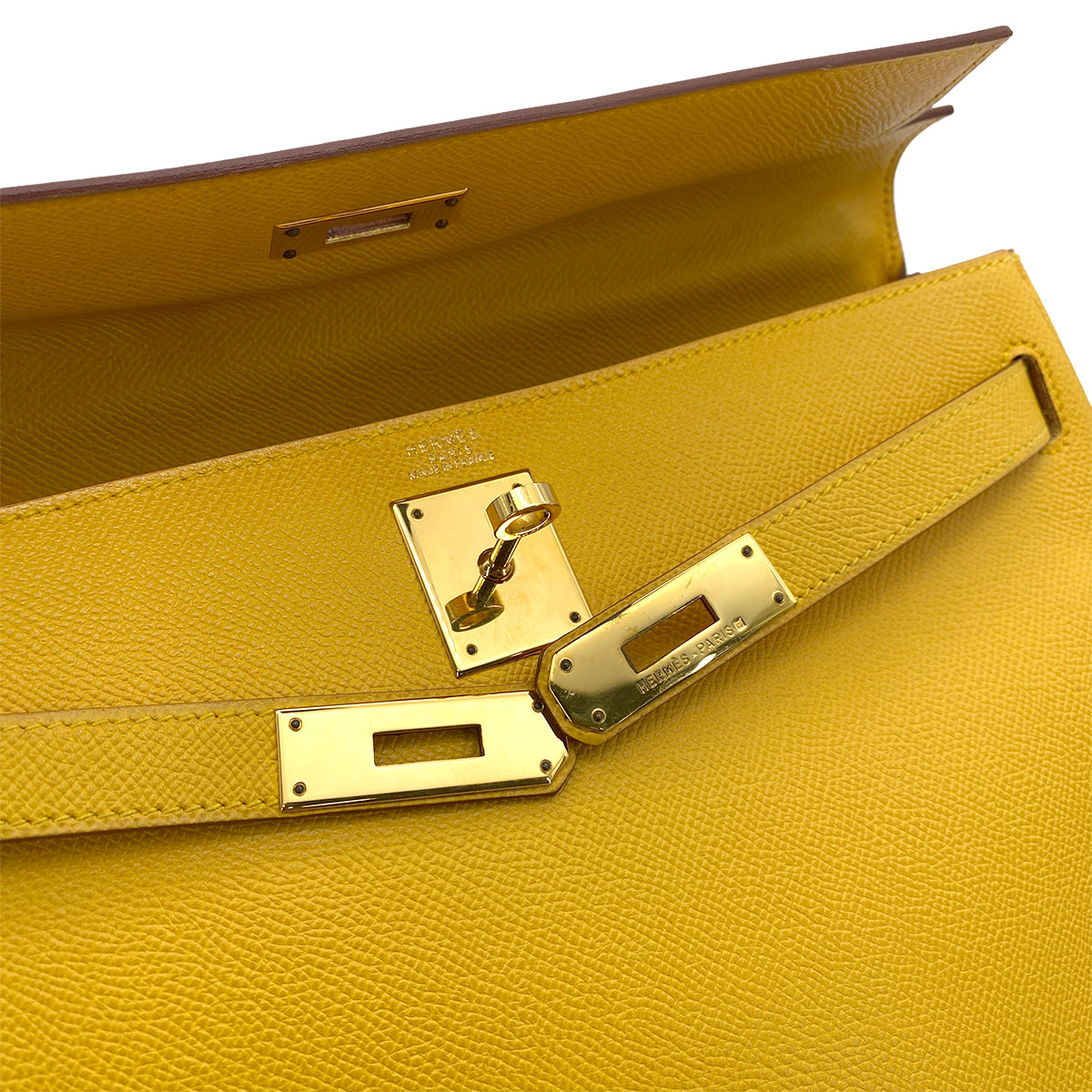 HERMES KELLY 32 RETOURNE JAUNE COUCHEVEL HAND SHOULDER BAG □A GHW 90253621