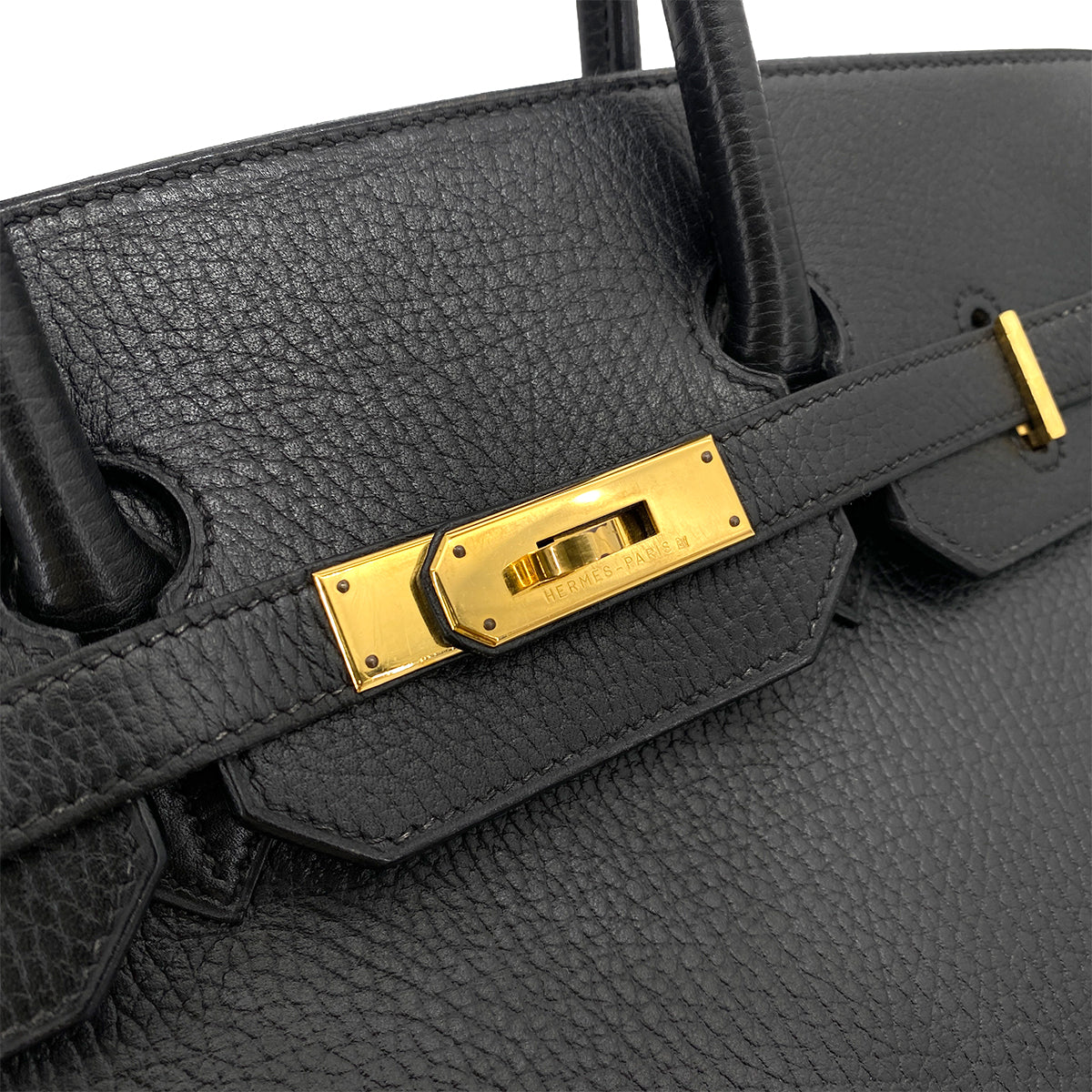 Hermes Vintage Birkin 35 Black Ardennes GHW #Z 90253388