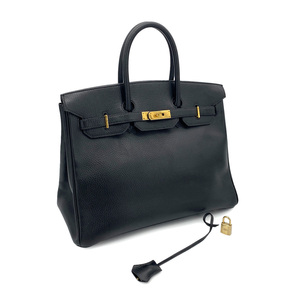 Hermes Vintage Birkin 35 Black Ardennes GHW #Z 90253388