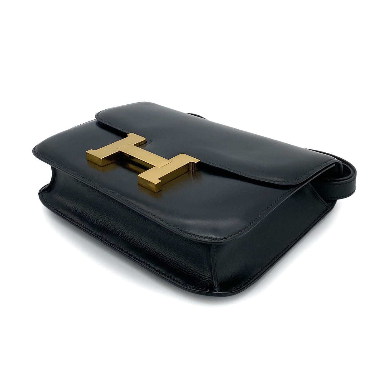 HERMES CONSTANCE BLACK BOXCALF SHOULDER BAG 〇J GHW 90253893