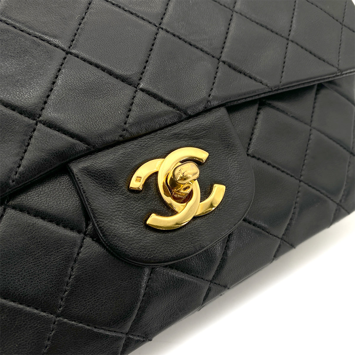 CHANEL VINTAGE CLASSIC FLAP SMALL CHAIN SHOULDER BAG BLACK LAMB SKIN 90254916