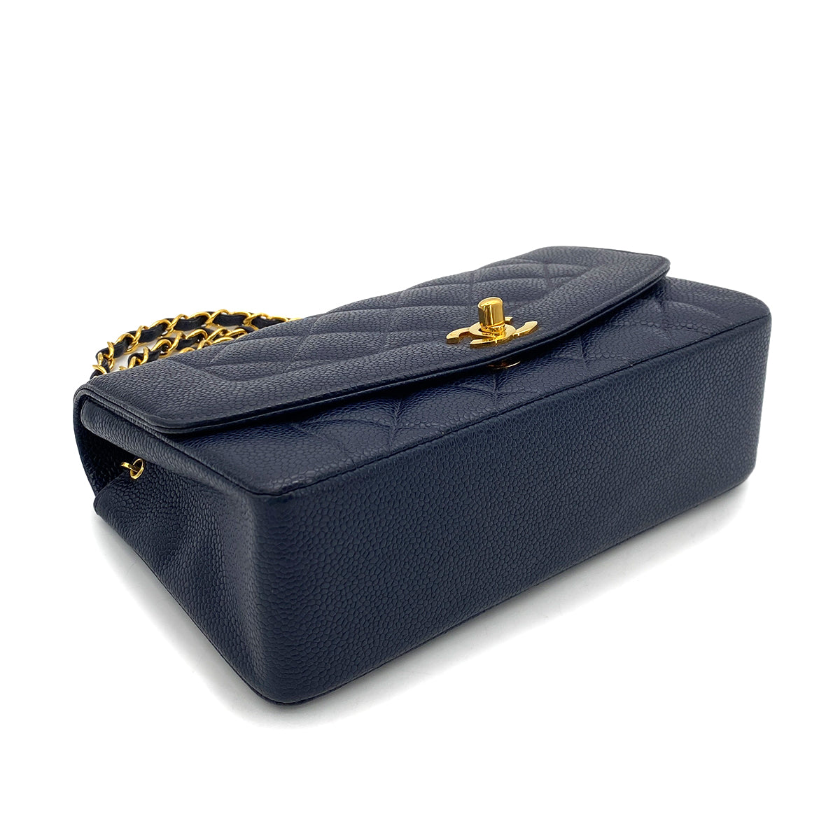 CHANEL VINTAGE DIANA SMALL CHAIN SHOULDER BAG NAVY CAVIAR SKIN 90255084