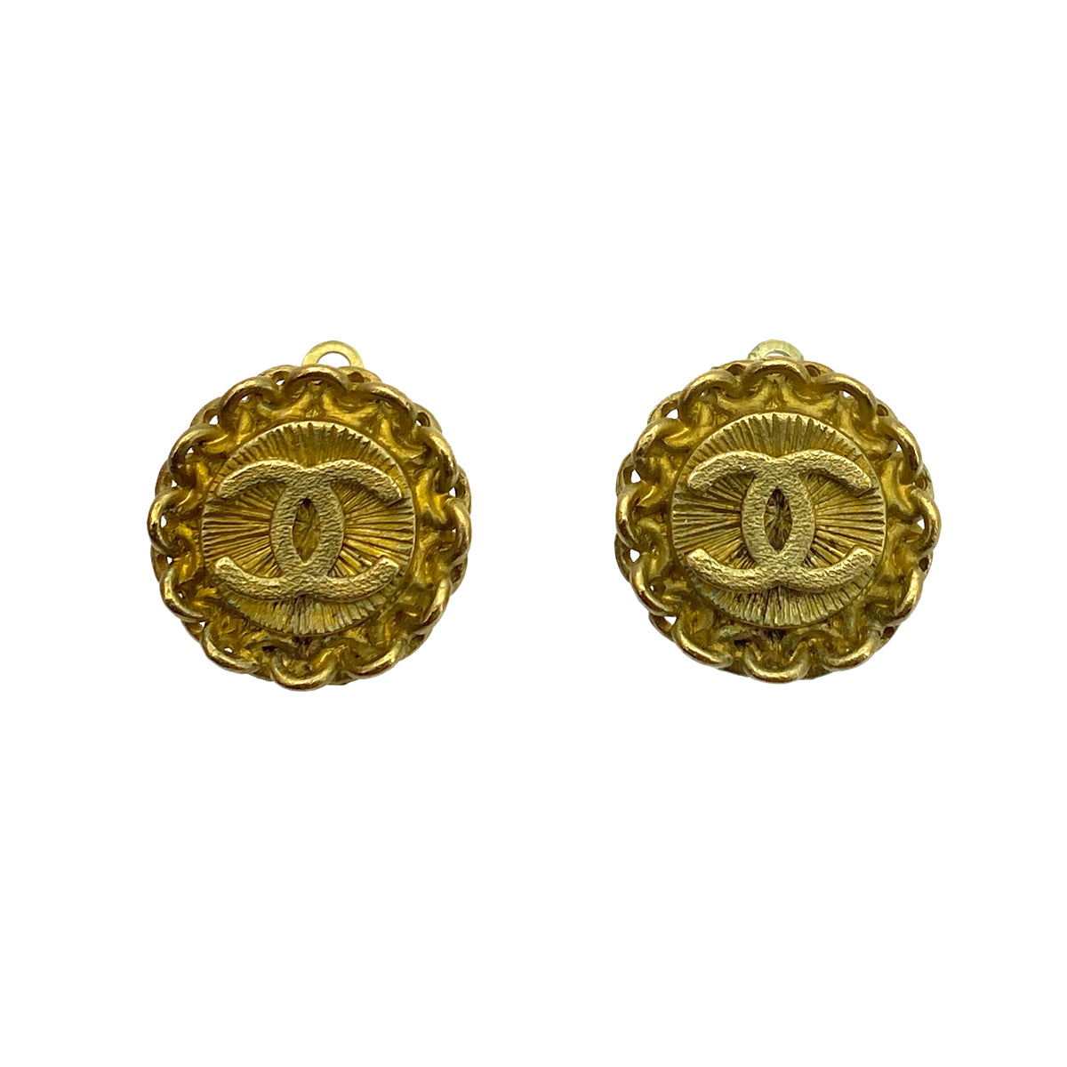 CHANEL VINTAGE EARRINGS COCOMARK ROUND ACCESSORY 95P 90255138