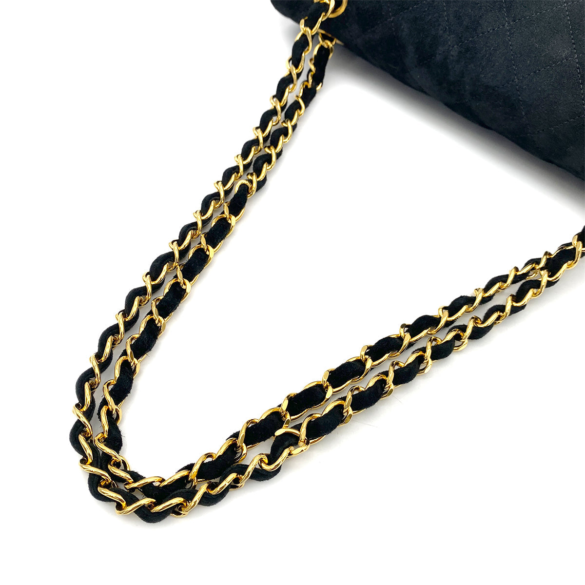 CHANEL VINTAGE CLASSIC FLAP MEDIUM CHAIN SHOULDER BAG BLACK SUEDE 90255388