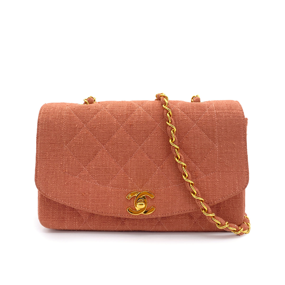 CHANEL VINTAGE DIANA SMALL CHAIN SHOULDER BAG PINK LINEN 90255395