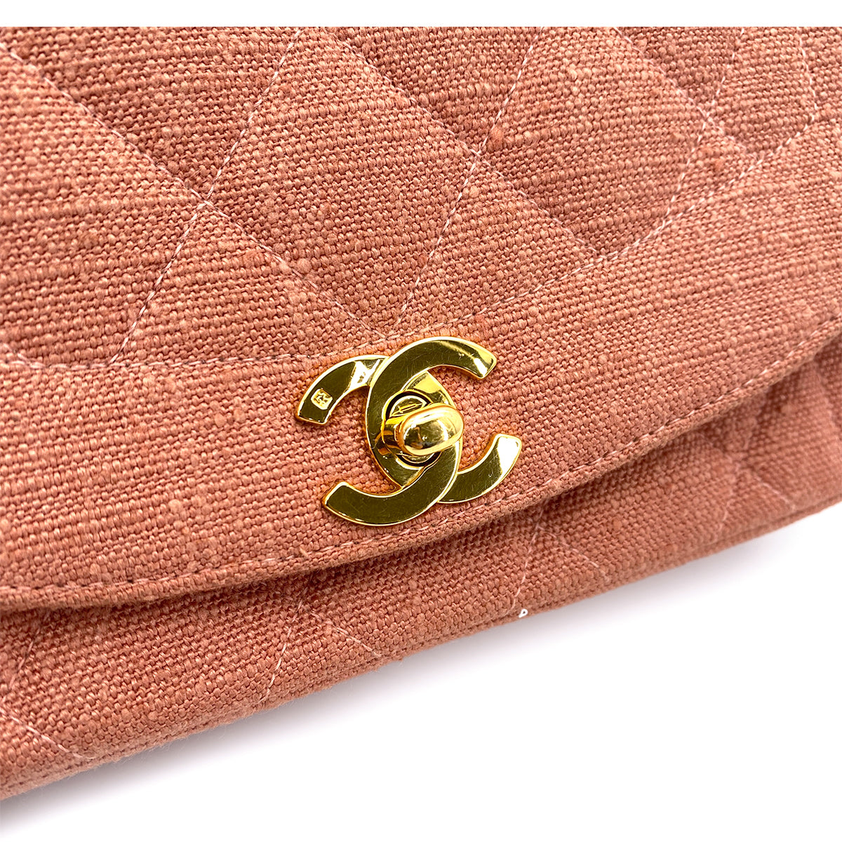 CHANEL VINTAGE DIANA SMALL CHAIN SHOULDER BAG PINK LINEN 90255395