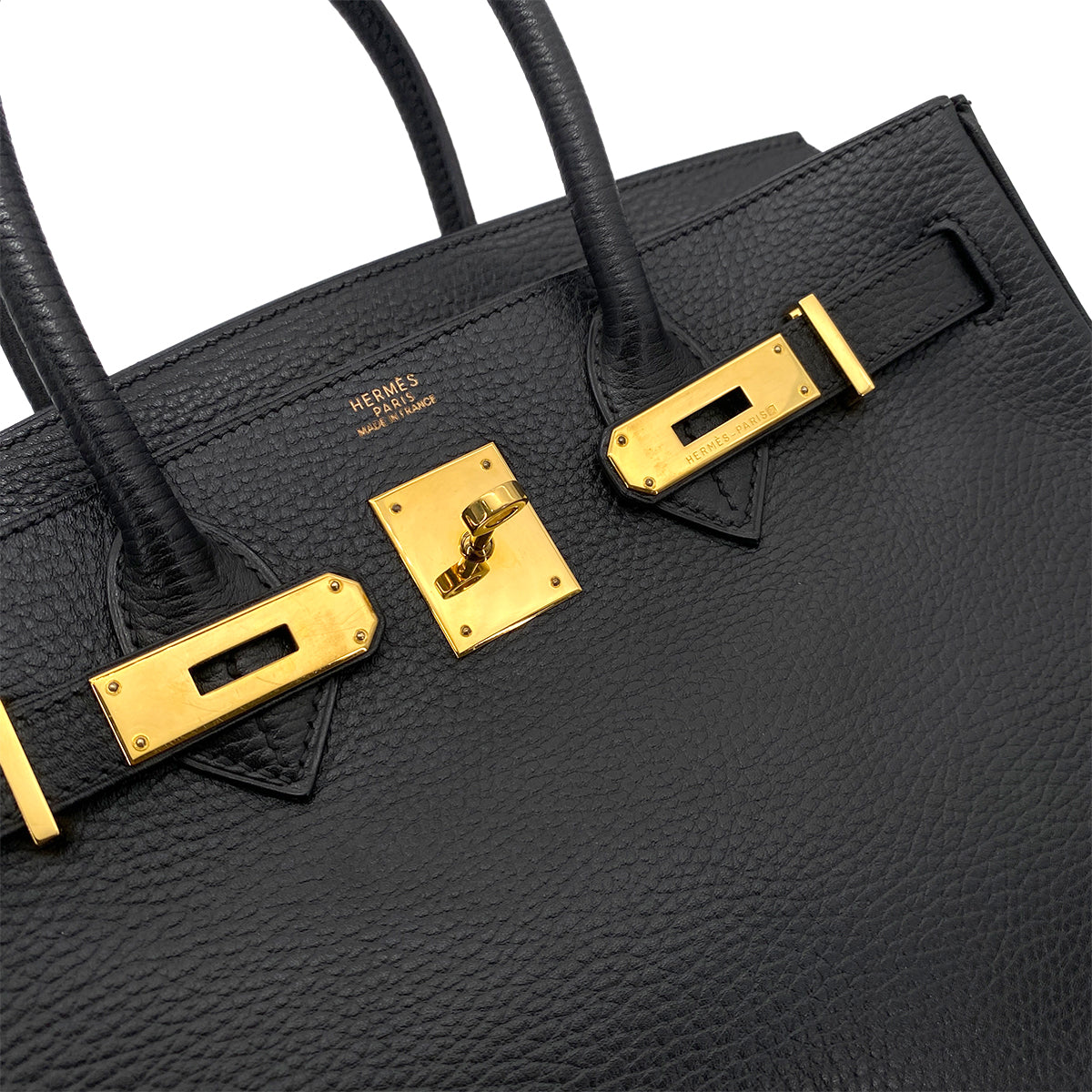 HERMES BIRKIN 30 BLACK ARDENNES HAND BAG □E GHW 90255782