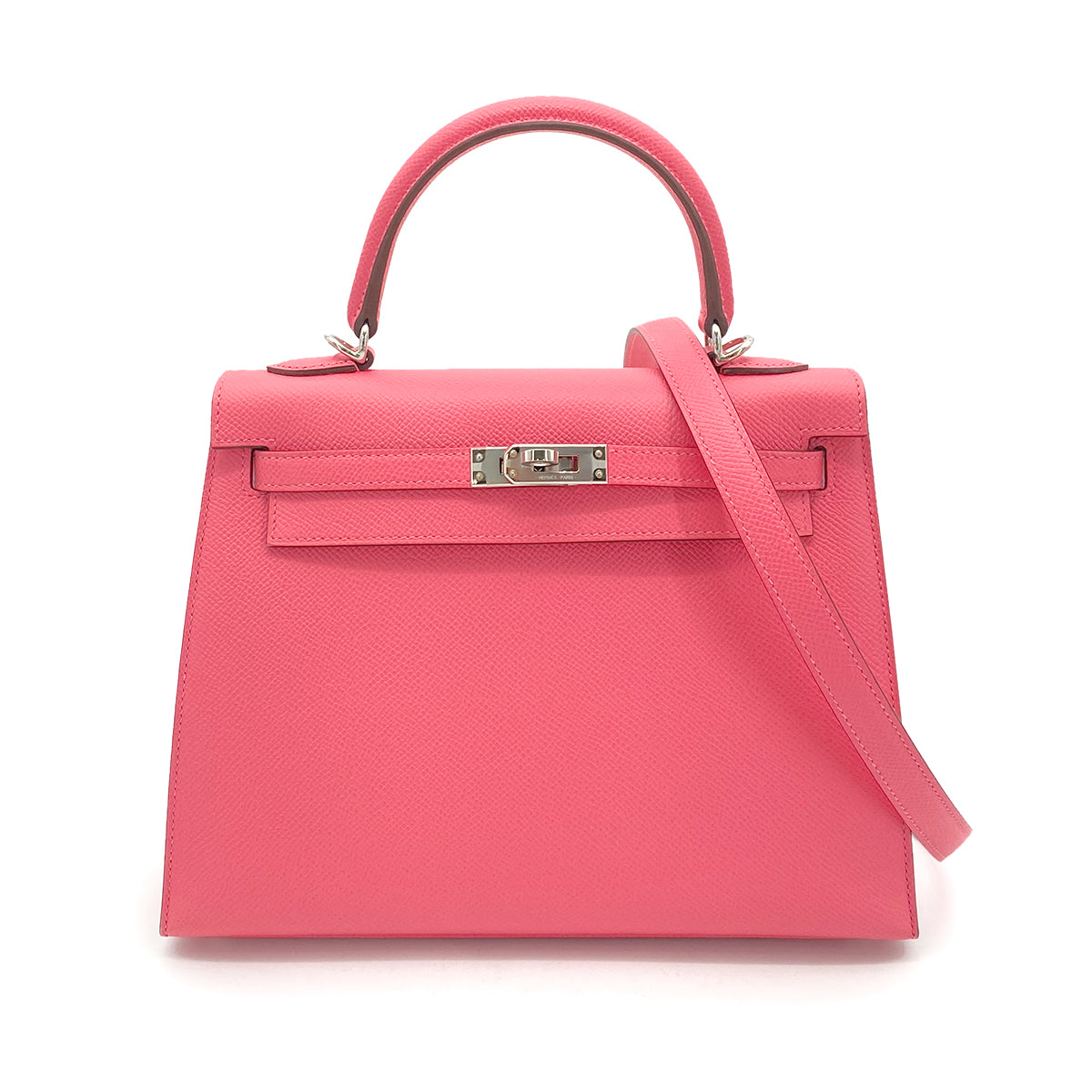 Hermes Kelly 25 Sellier Rose Azalea Epsom PHW #B 90256404