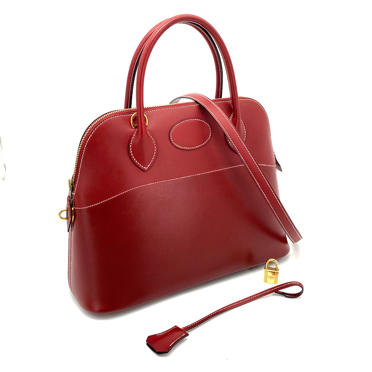 HERMES BOLIDE 31 ROUGE H CHAMONIX HAND SHOULDER BAG □F 90256420