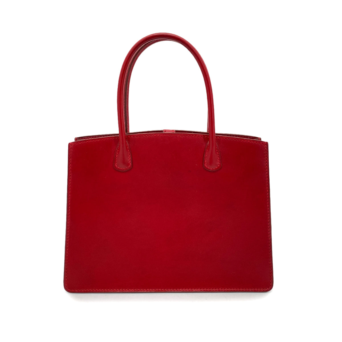 HERMES WHITE BUS TPM ROUGE VIF BOXCALF HAND BAG □F 90256456