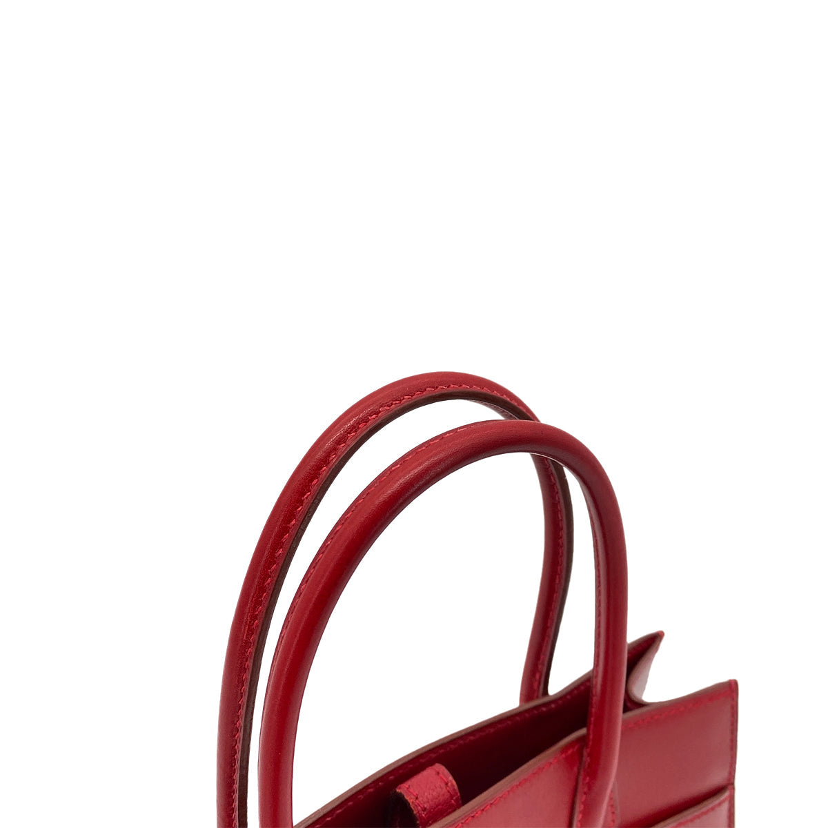 HERMES WHITE BUS TPM ROUGE VIF BOXCALF HAND BAG □F 90256456