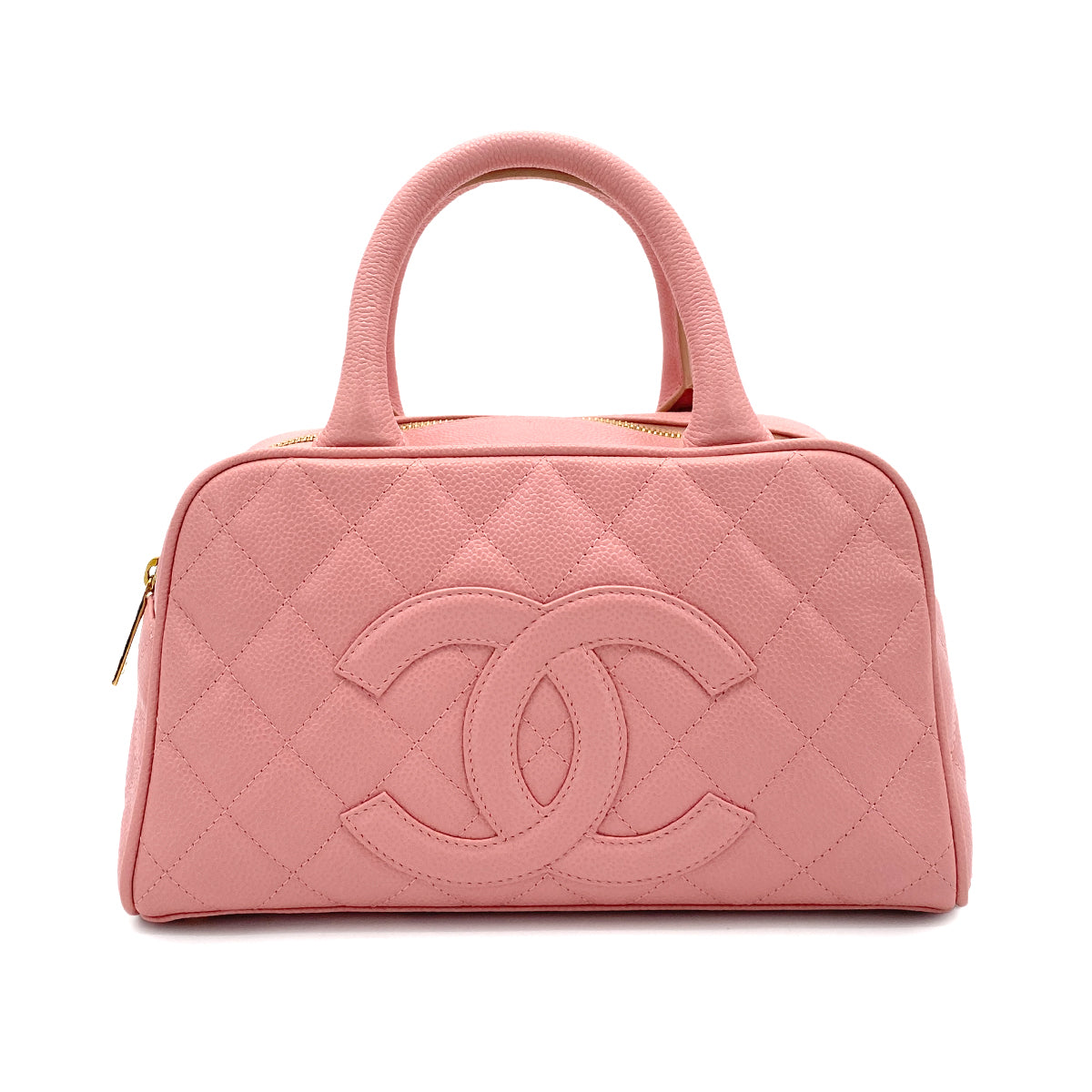 CHANEL VINTAGE MINI BOSTON HAND BAG PINK CAVIAR SKIN 90256929