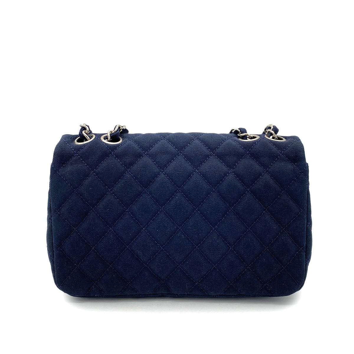 CHANEL VINTAGE CRUISELINE CHAIN SHOULDER BAG NAVY CANVAS 90257309