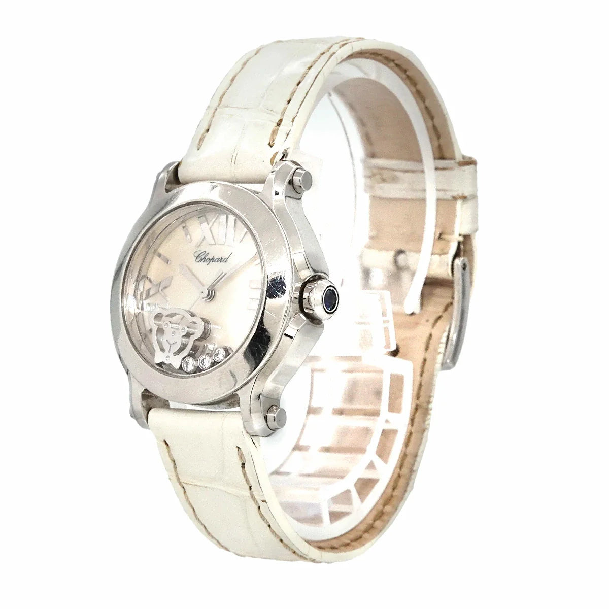 Chopard Happy Sports 3P Moving Diamond Teddy Bear Ladies Watch White Shell Quartz Watch Happy Sports Chopard 90257346