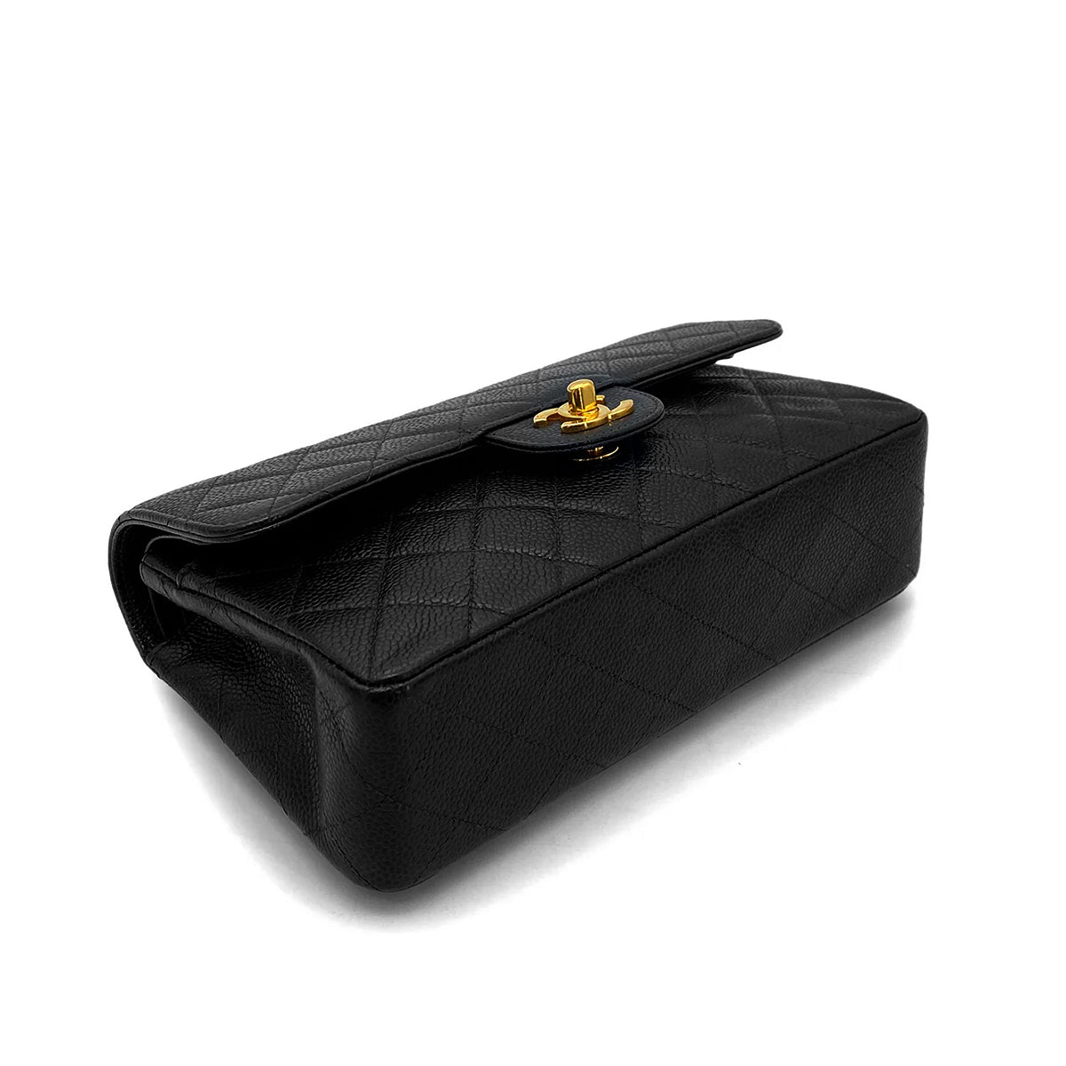 CHANEL VINTAGE CLASSIC FLAP SMALL CHAIN SHOULDER BAG BLACK CAVIAR SKIN 90257455