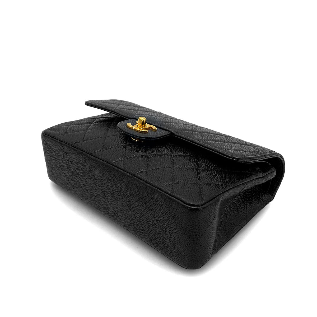 CHANEL VINTAGE CLASSIC FLAP SMALL CHAIN SHOULDER BAG BLACK CAVIAR SKIN 90257455