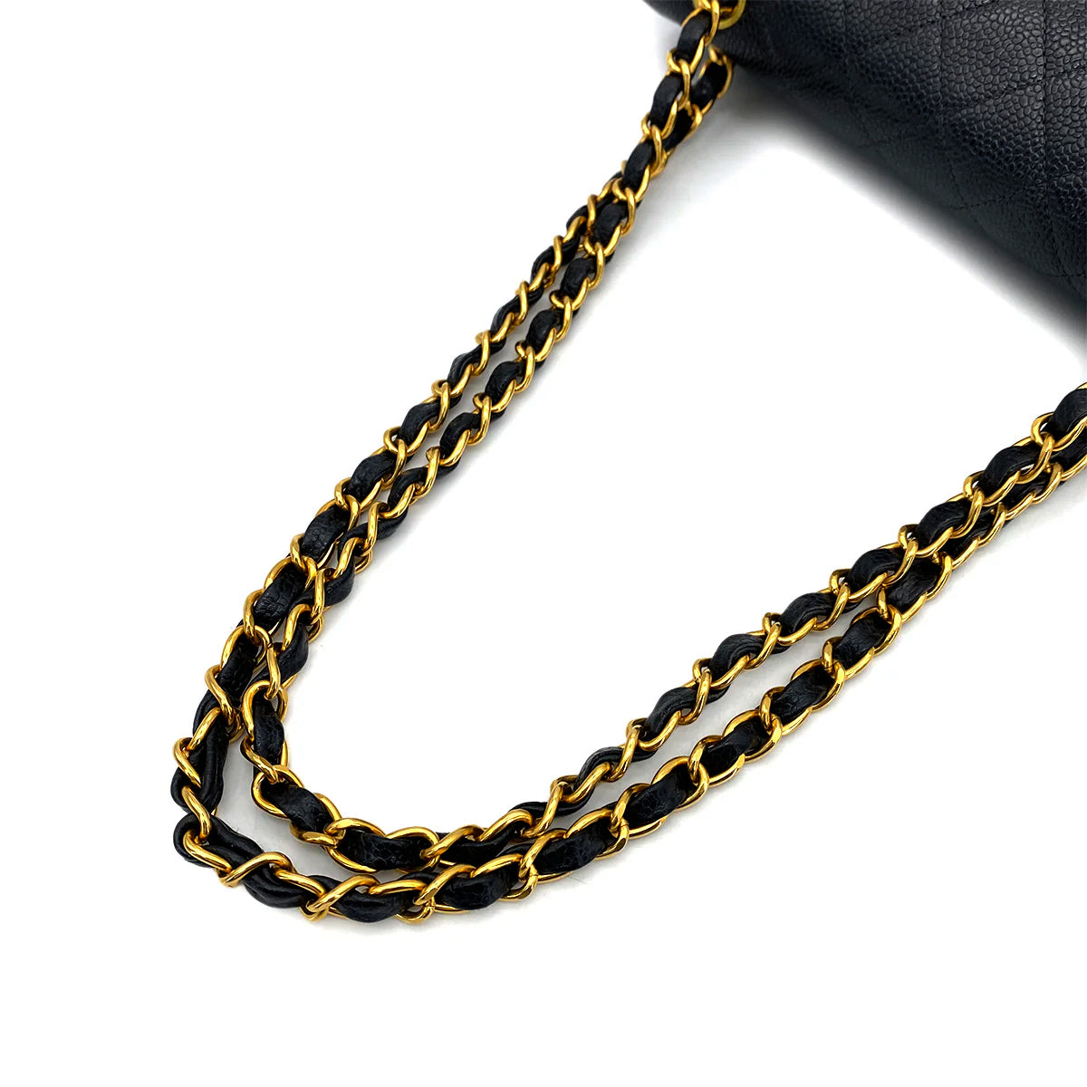 CHANEL VINTAGE CLASSIC FLAP SMALL CHAIN SHOULDER BAG BLACK CAVIAR SKIN 90257455