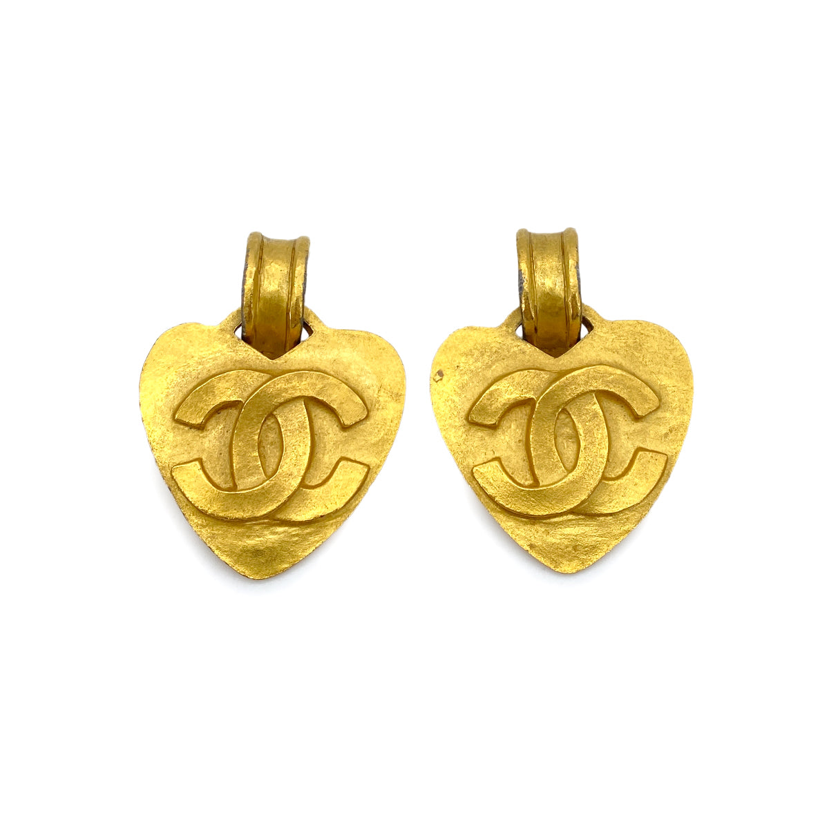 CHANEL VINTAGE EARRINGS HEART COCOMARK ACCESSORY 95P 90258042