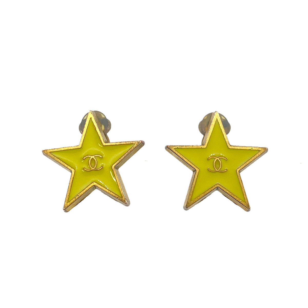 CHANEL VINTAGE EARRINGS STAR YELLOW ACCESSORY 01P 90258045