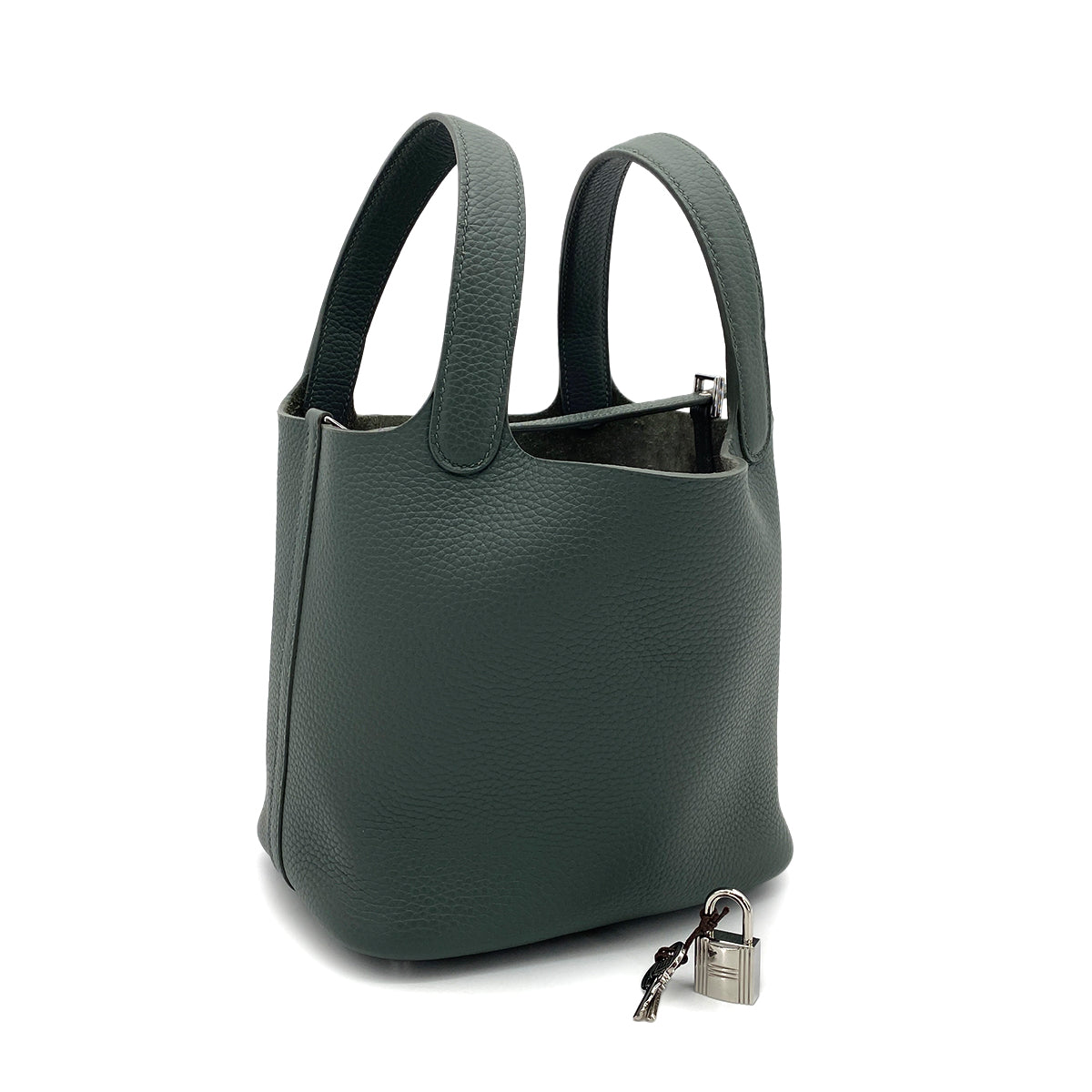 HERMES PICOTIN LOCK PM VERT AMANDE TAURILLON CLEMENCE HAND BAG B 90258085