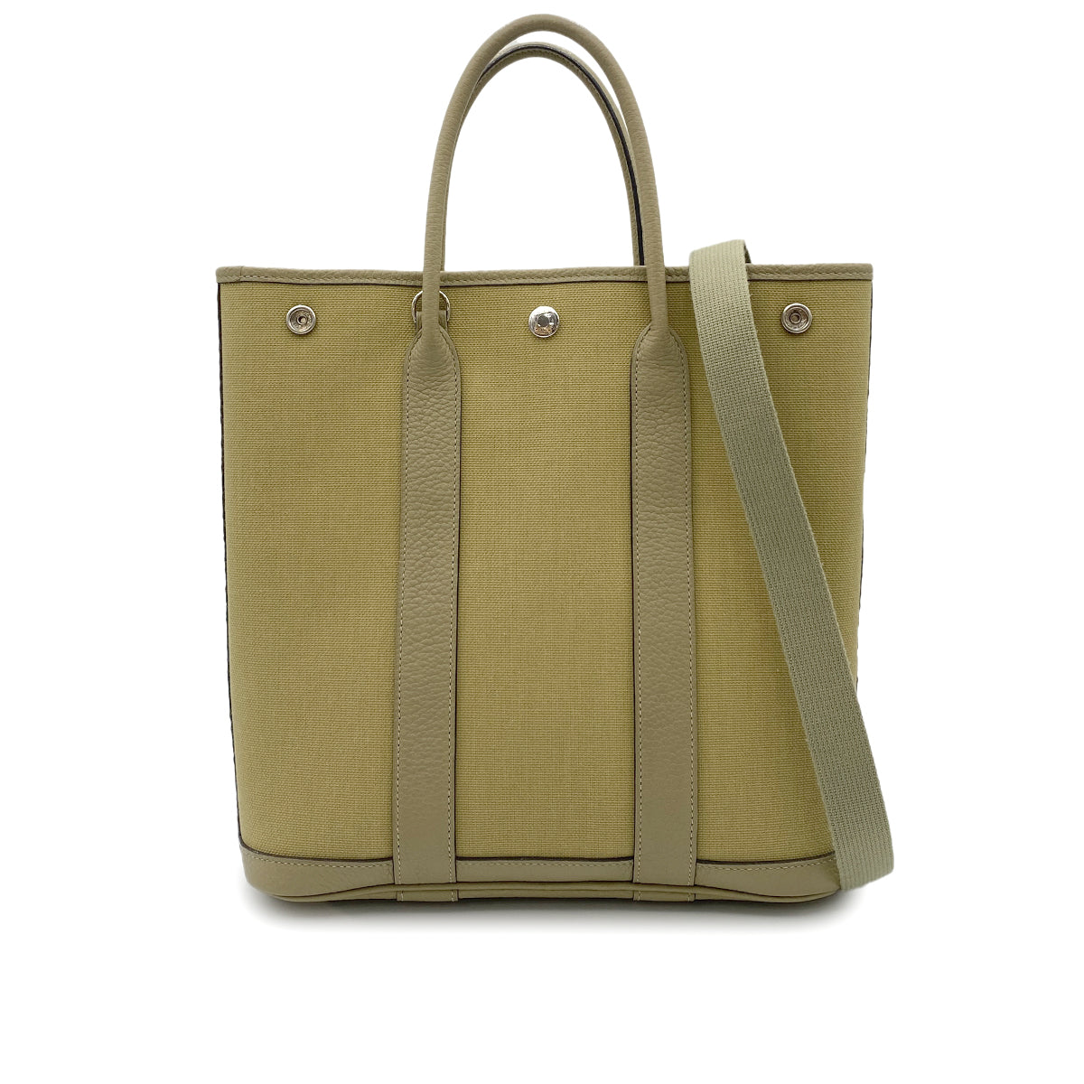 HERMES GARDEN FILE PM TOILE MILITARY KHAKI TOTE SHOULDER BAG Z 90258087