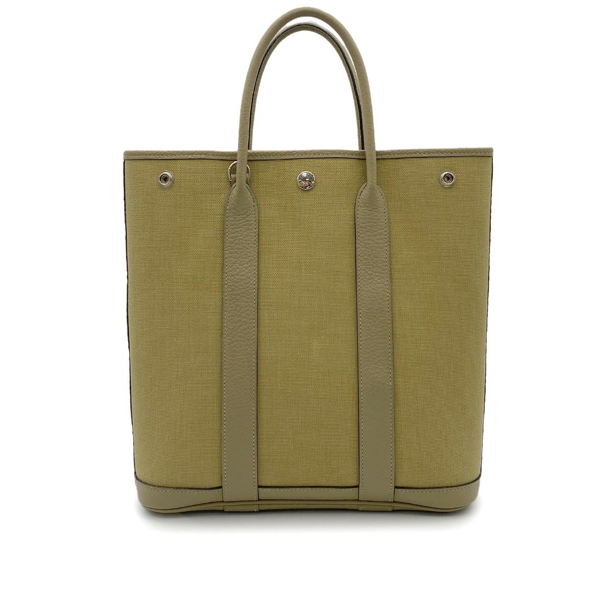 HERMES GARDEN FILE PM TOILE MILITARY KHAKI TOTE SHOULDER BAG Z 90258087