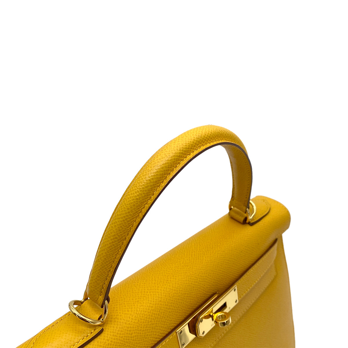 HERMES KELLY 28 SELLIER JAUNE COUCHEVEL HAND SHOULDER BAG □D GHW 90258107