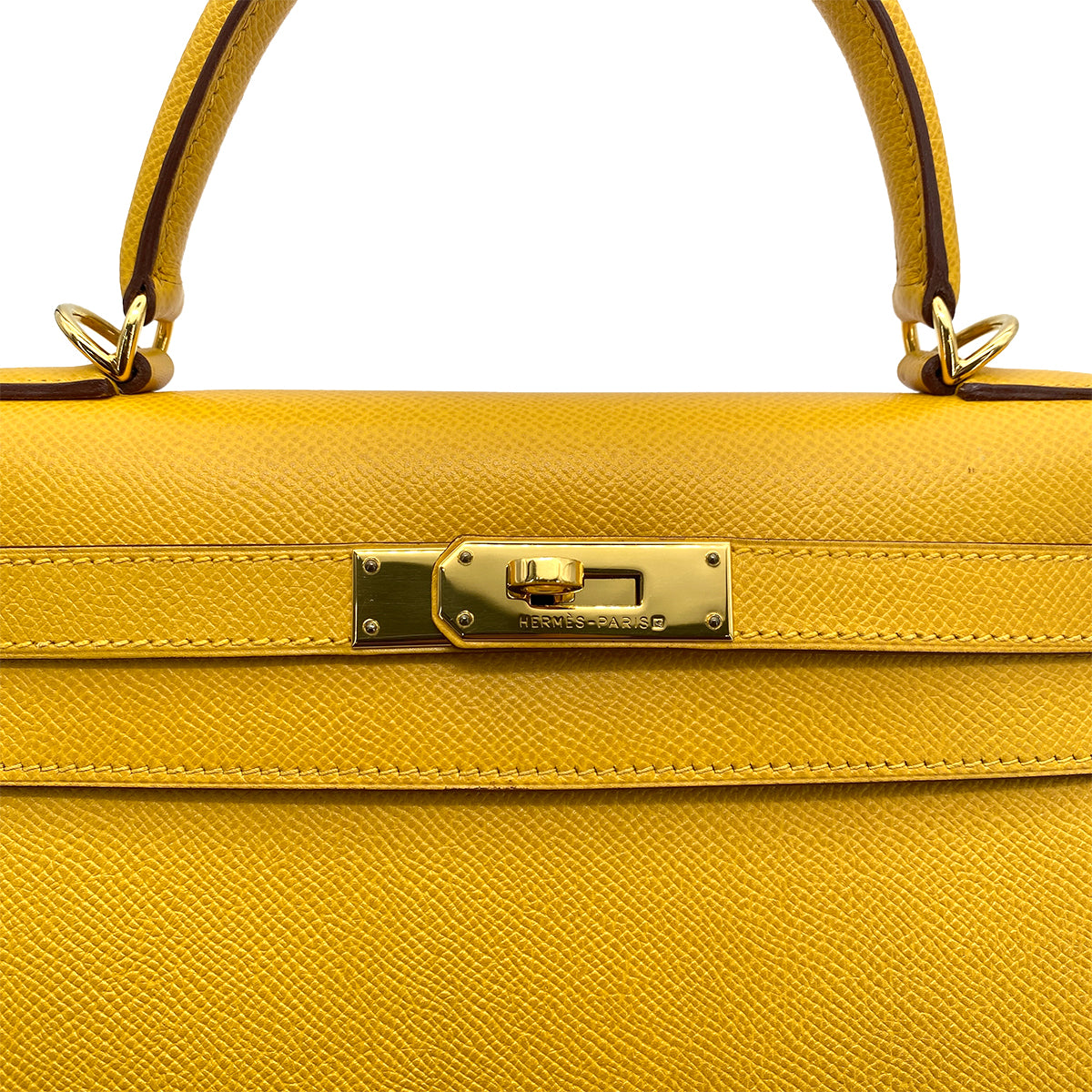 HERMES KELLY 28 SELLIER JAUNE COUCHEVEL HAND SHOULDER BAG □D GHW 90258107