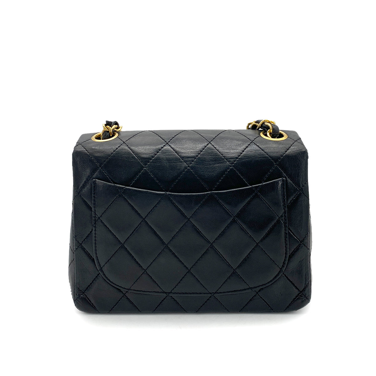 CHANEL VINTAGE MINI SQUARE 17 CHAIN SHOULDER BAG BLACK LAMB SKIN 90258114