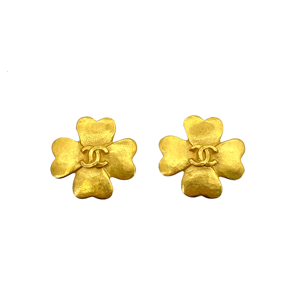 CHANEL VINTAGE EARRINGS MINI CLOVER MOTIF COCOMARK ACCESSORY 96P 90258135