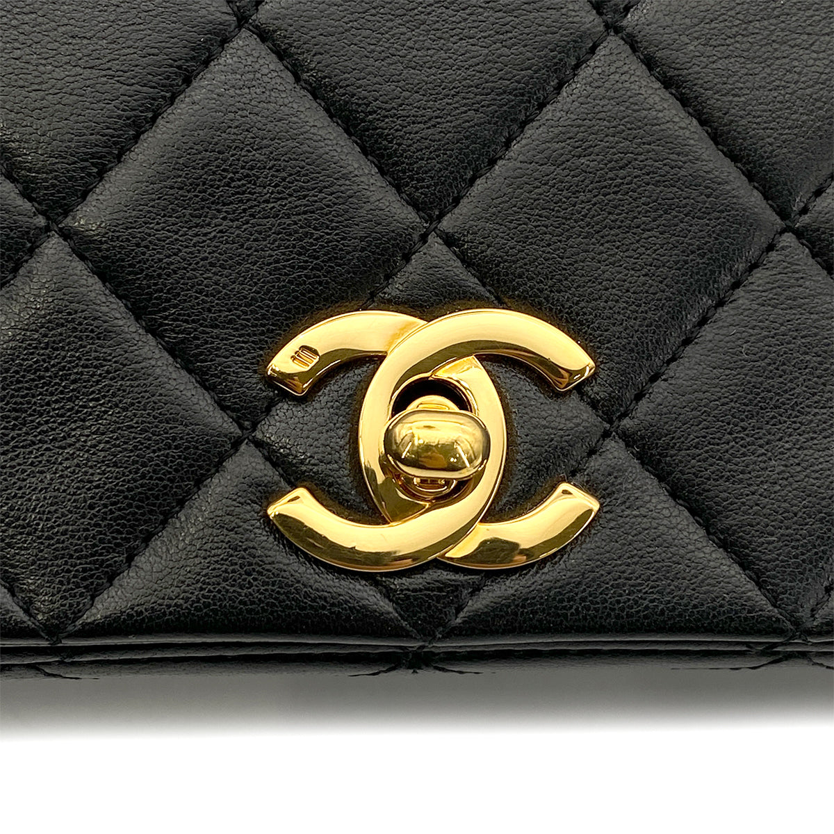 CHANEL VINTAGE FULL FLAP CHAIN SHOULDER BAG BLACK LAMB SKIN 90258504