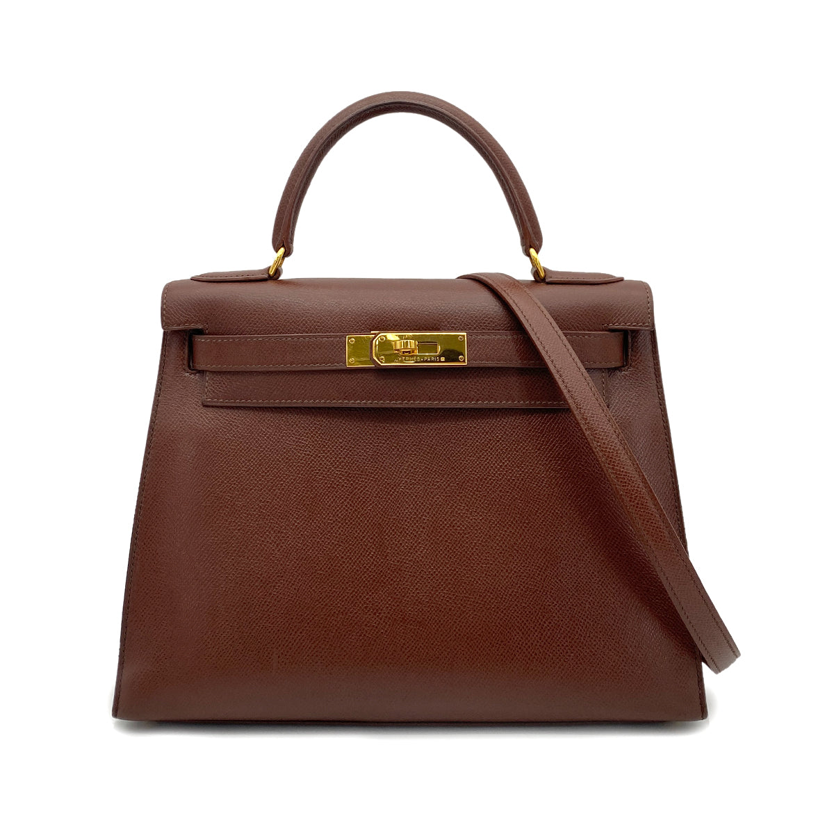 Hermes Vintage Kelly 28 Sellier Havanne Courchevel GHW #Y 90258803