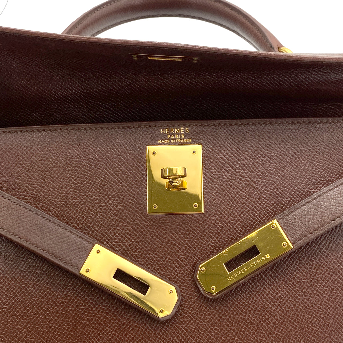 Hermes Vintage Kelly 28 Sellier Havanne Courchevel GHW #Y 90258803