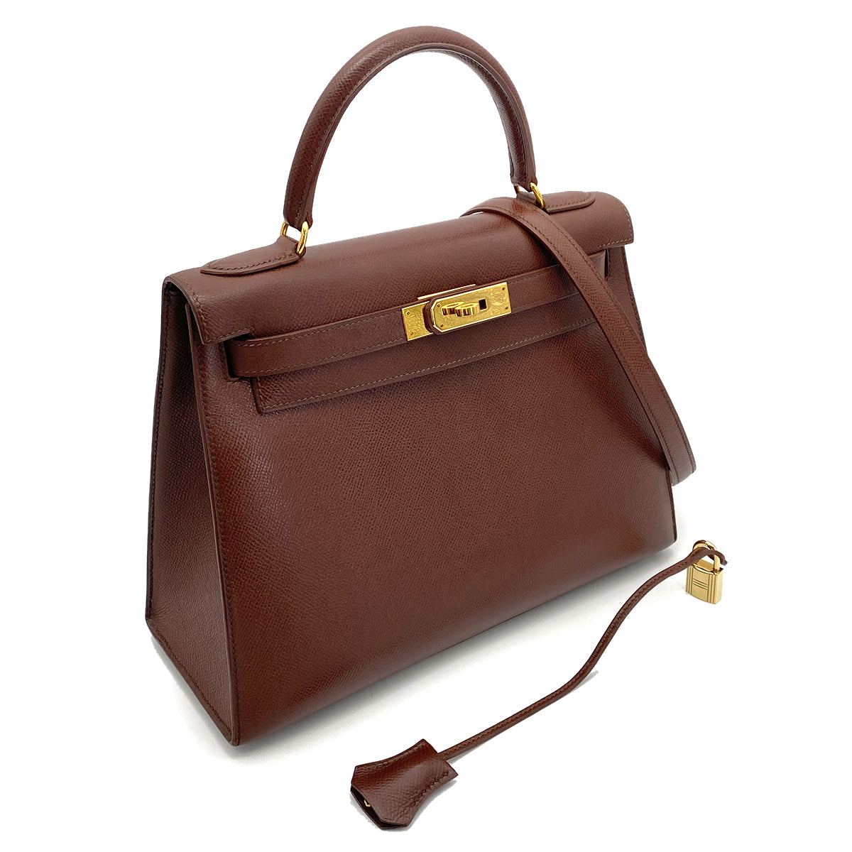 Hermes Vintage Kelly 28 Sellier Havanne Courchevel GHW #Y 90258803