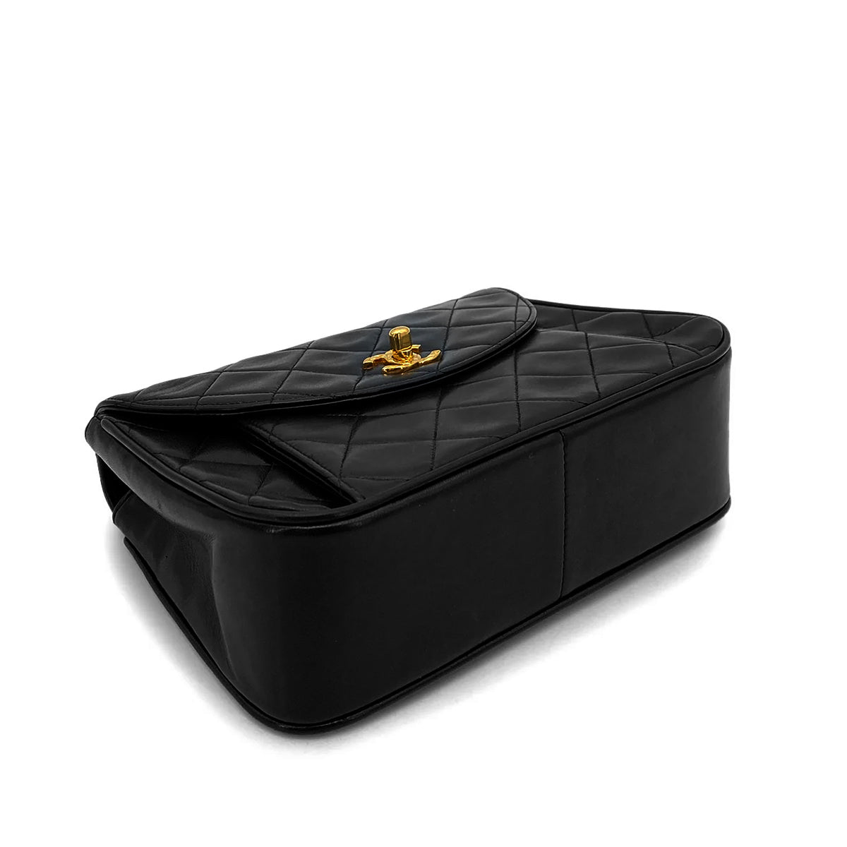 CHANEL VINTAGE BIJOU CHAIN SHOULDER BAG BLACK LAMB SKIN 90258811