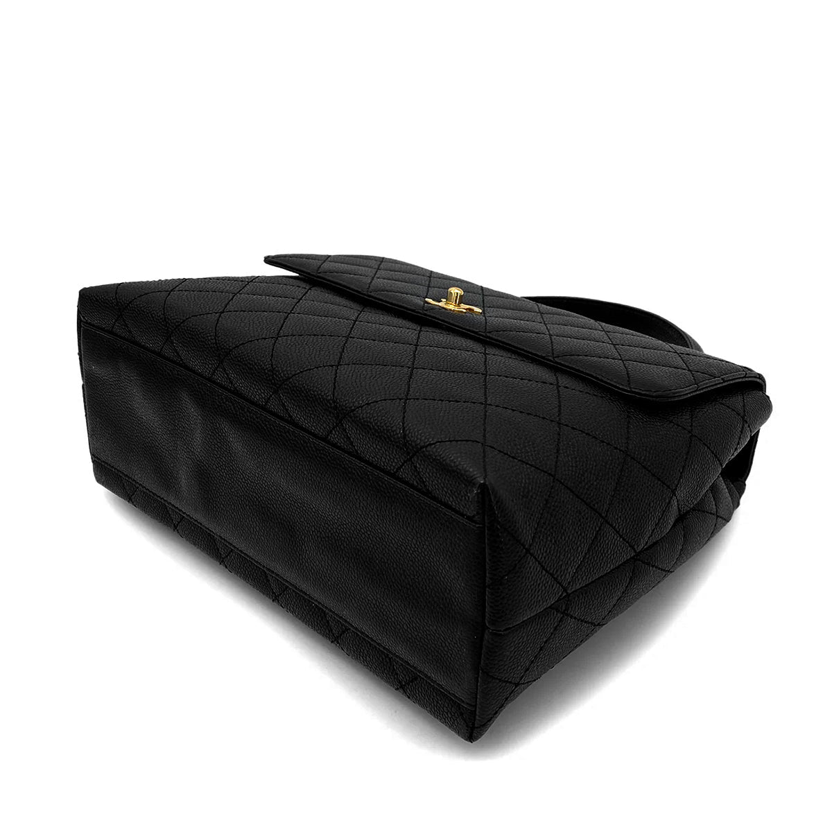 CHANEL VINTAGE MATELASSE HAND BAG BLACK CAVIAR SKIN 90259718