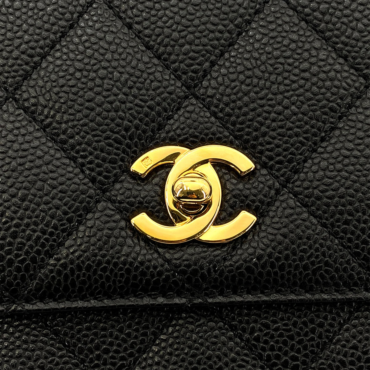 CHANEL VINTAGE MATELASSE HAND BAG BLACK CAVIAR SKIN 90259718