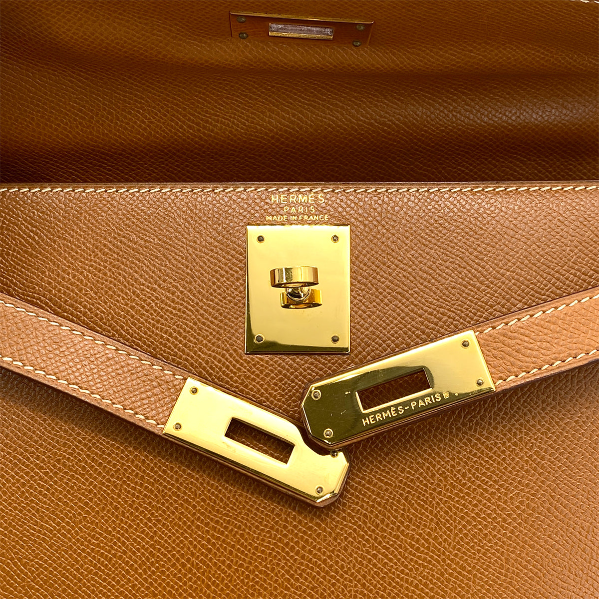 HERMES KELLY 28 SELLIER GOLD COUCHEVEL HAND SHOULDER BAG 〇T GHW 90259728