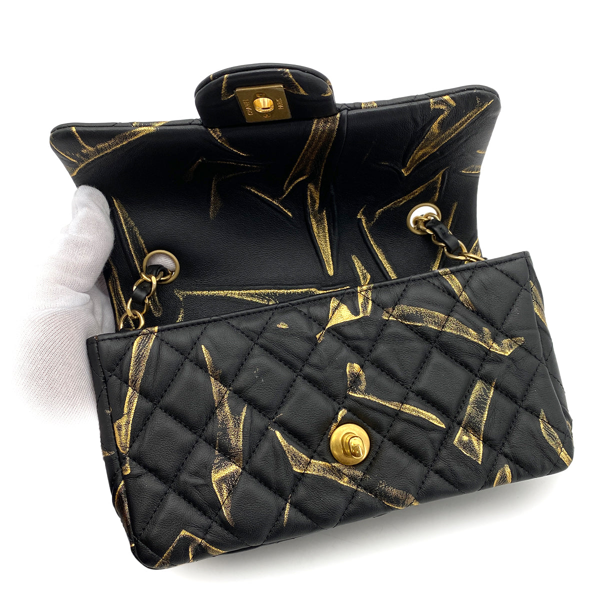 CHANEL MINI MATELASSE 20 CHAIN SHOULDER BAG BLACK LEATHER 90259887