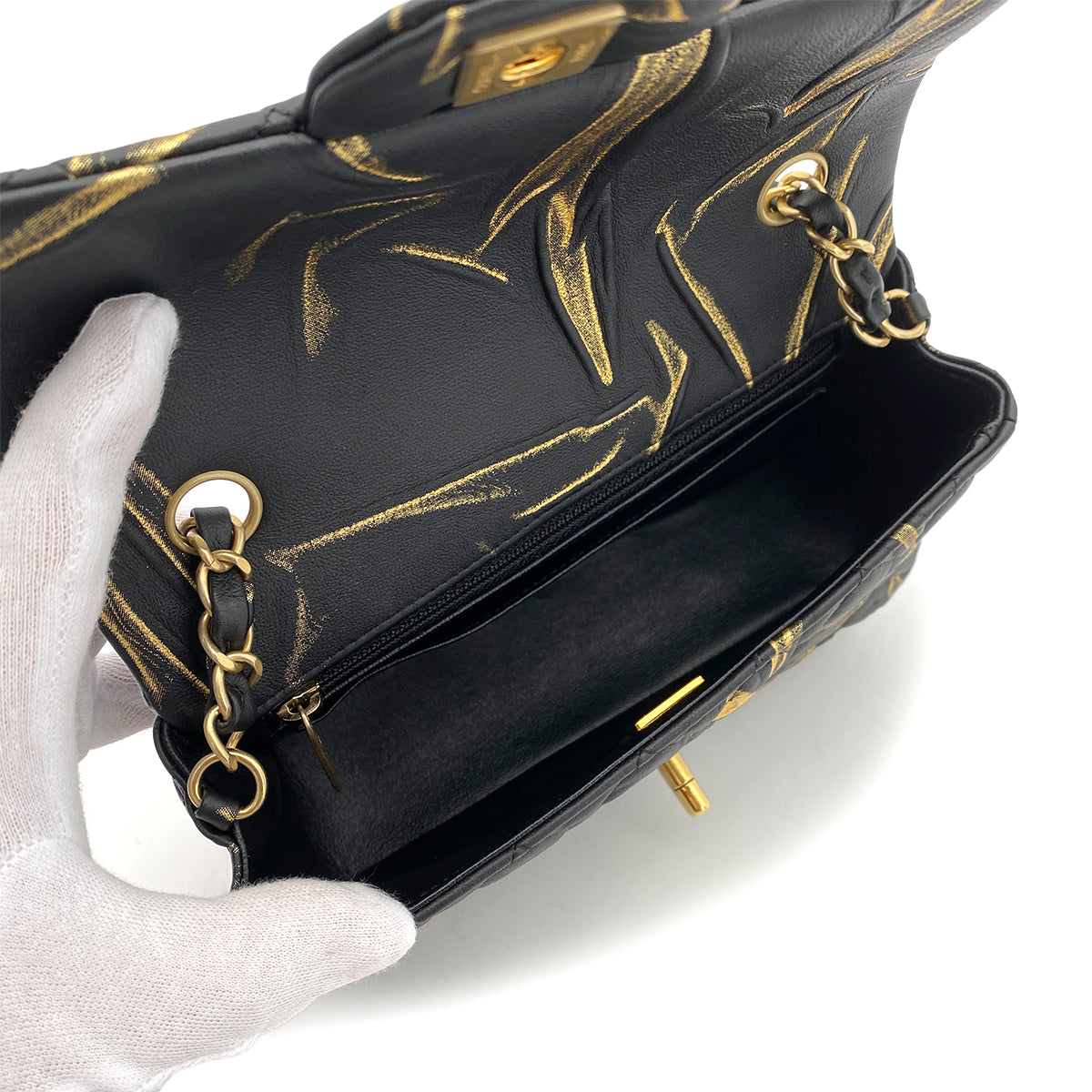 CHANEL MINI MATELASSE 20 CHAIN SHOULDER BAG BLACK LEATHER 90259887