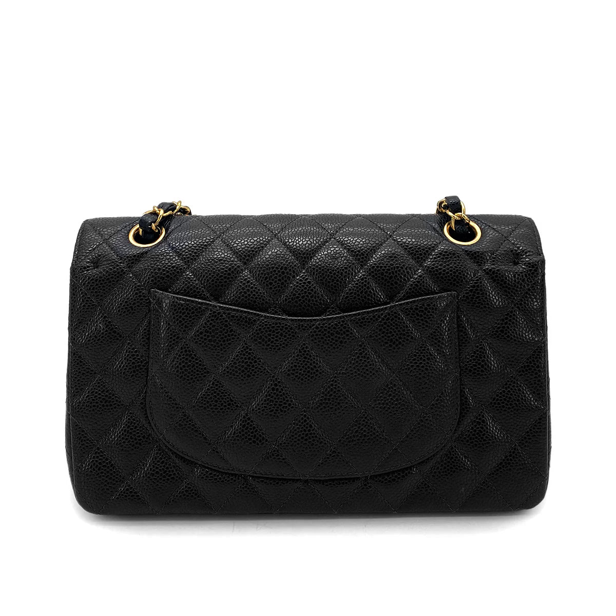 CHANEL VINTAGE CLASSIC FLAP MEDIUM CHAIN SHOULDER BAG BLACK CAVIAR SKIN 90259896